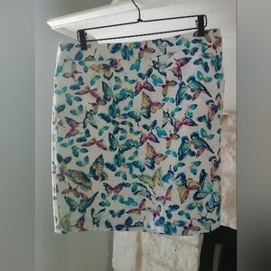 Talbots Multicolor Butterfly A-Line Skirt